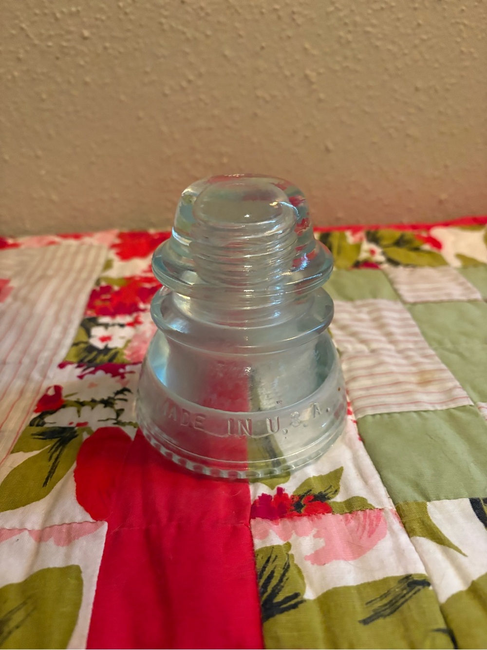 Clear Glass Insulator with 'Made in U.S.A.' Embossing and Heming gray 52